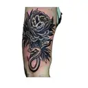 a peony and a snake tattoo design idea