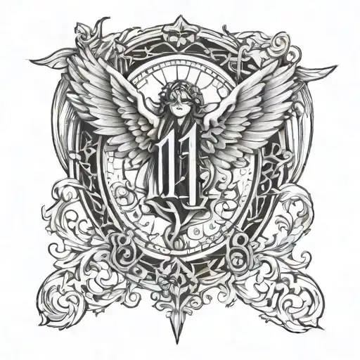 1111 angel numbers tattoo design idea