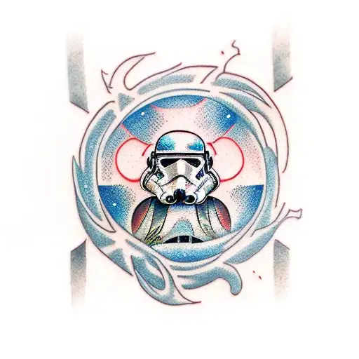 Mahori tatto with some  nerd culture symbols, like star wars, harry potter tattoo design idea