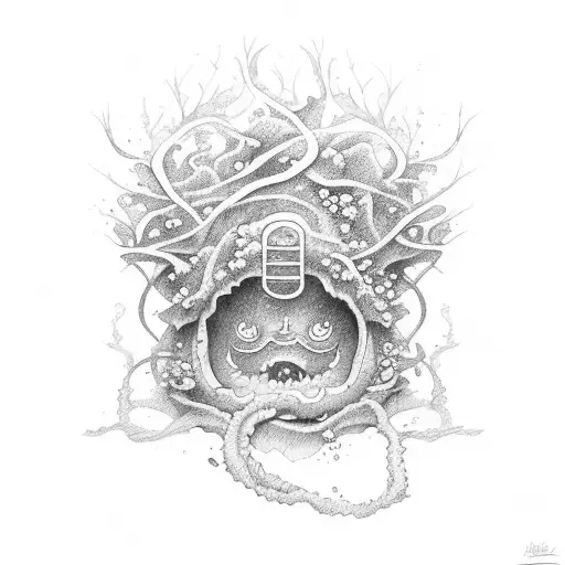 The vines on Nezuko Kamado from Demon Slayer but in a realistic style with added watercolor. tattoo design idea