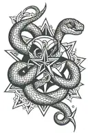 Snake Wrapped Around a Number 5 point star tattoo design idea