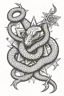 Snake Wrapped Around a Number 5 point star tattoo design idea