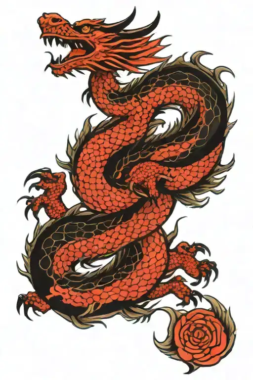 dragon flying tattoo design idea