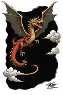 dragon flying tattoo design idea
