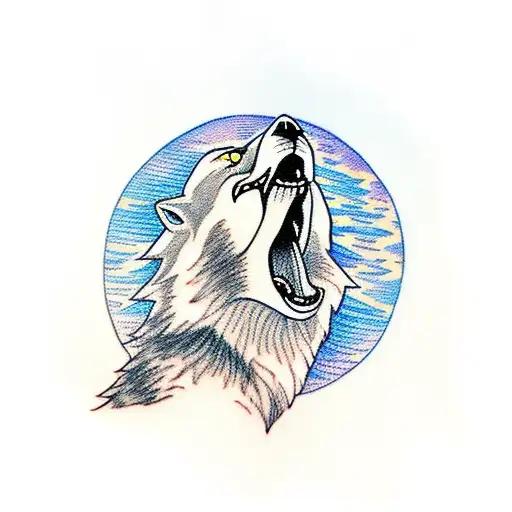 Wolf Howling at the Moon Sketch Vector, Vectors | GraphicRiver