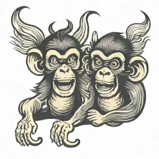 Two raging monkeys tattoo design idea