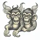 Two raging monkeys tattoo design idea