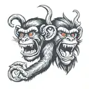 Two raging monkeys tattoo design idea