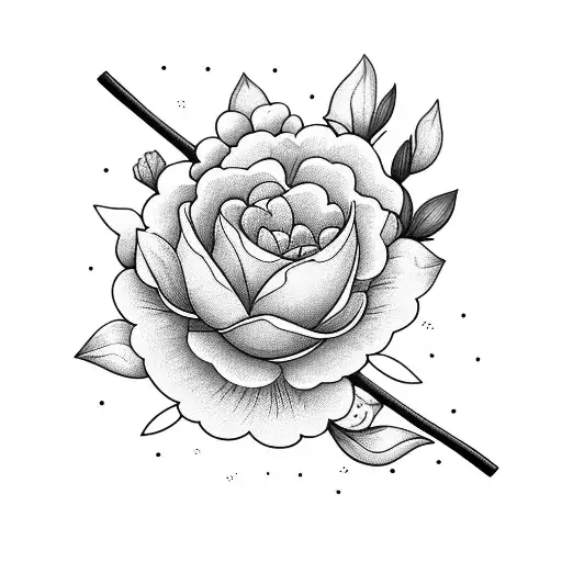 Rowing oars intertwined with blooming flowers tattoo design idea