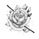 Rowing oars intertwined with blooming flowers tattoo design idea