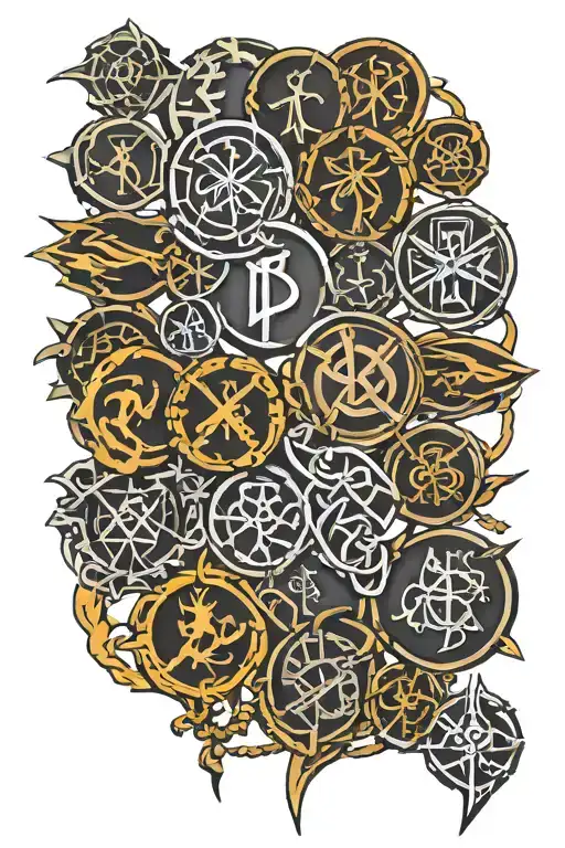 Runescape Runes symbols collage tattoo design idea