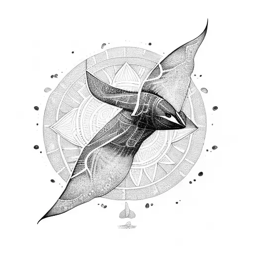 polynesian black manta ray tattoo design idea