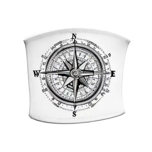 arm sleeve with compass, world map, lions head,  tattoo design idea