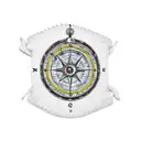 arm sleeve with compass, world map, lions head, kangaroo, pryamid with eye tattoo design idea