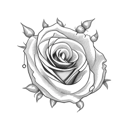 rosary cross necklace with roses tattoo design idea