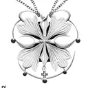 rosary cross necklace and roses tattoo design idea