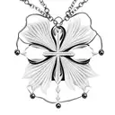 rosary cross necklace and roses tattoo design idea