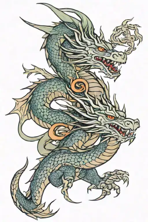 dragon 3 first names ( Noah Ethan Louane)  tattoo design idea