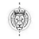 lion With compass and crown over the Head  tattoo design idea