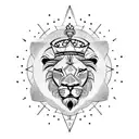 lion With compass and crown over the Head  tattoo design idea