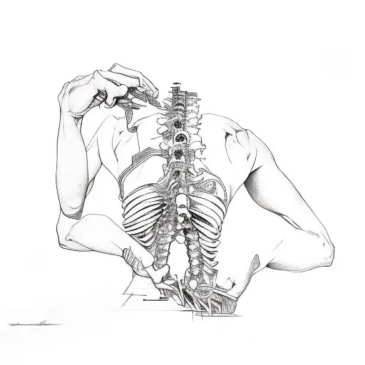 Two hands building up the spine piece by piece tattoo design idea