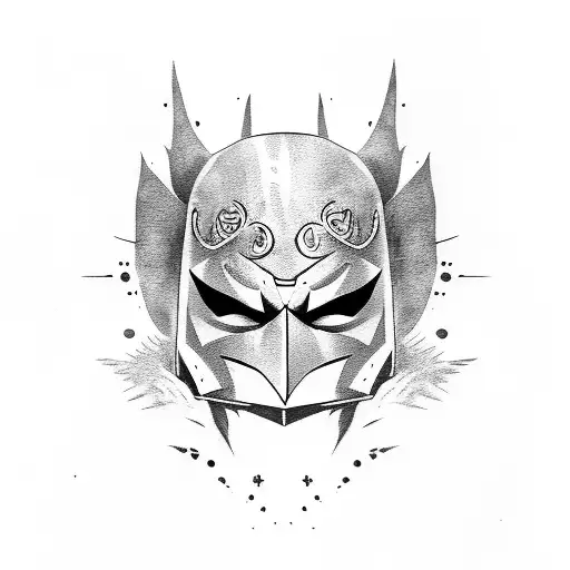 chicken in a batman mask tattoo design idea