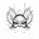 baby chicken and batman tattoo design idea