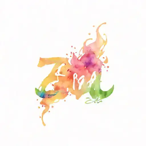 THE NAME EZRA WRITTEN IN A SPECIAL DESIGN WITH AUTISM COLORS tattoo design idea