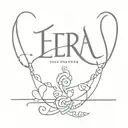 THE NAME EZRA WRITTEN IN A DESIGN WITH AUTISM COLORS tattoo design idea