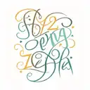 THE NAME EZRA WRITTEN IN A DESIGN WITH AUTISM COLORS tattoo design idea