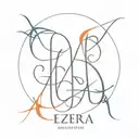 THE NAME EZRA WRITTEN IN A DESIGN WITH AUTISM COLORS tattoo design idea