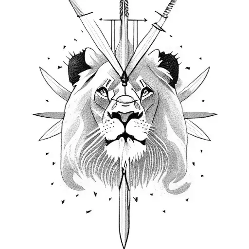 lion spear arrows Isaiah 41:10 tattoo design idea