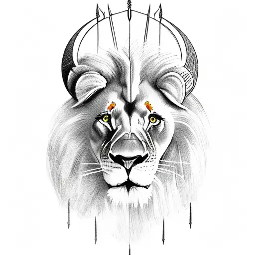 lion spear arrows Isaiah 41:10 tattoo design idea