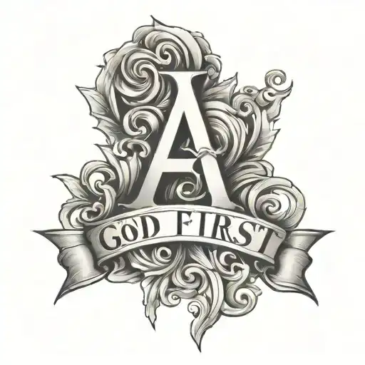 god first letter tattoo design idea