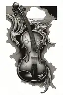 broken fiddle tattoo design idea