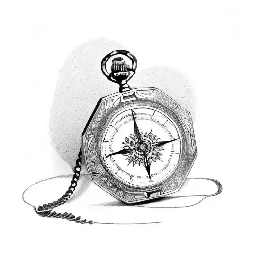 Hourglass with pocket watch and compass tattoo design idea