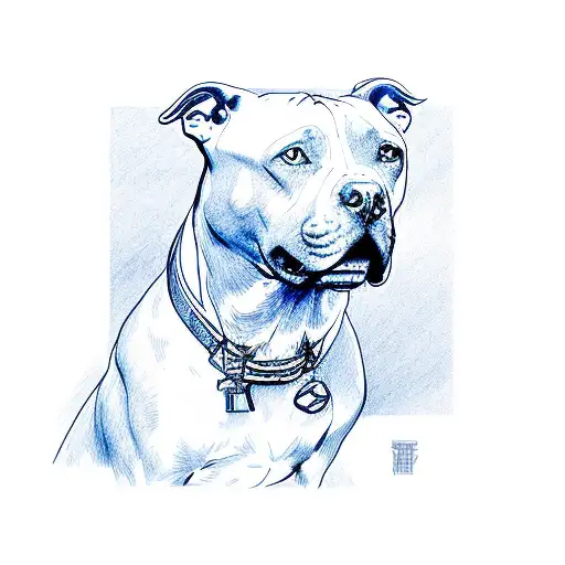 pitbull blue tattoo design idea