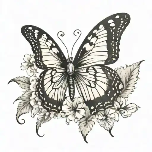 Create a black and white butterfly design with the following hidden in the design: 14, 50, snow, nyc, dc tattoo design idea