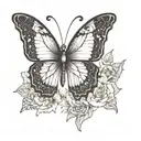 Create a black and white butterfly design with the following hidden in the design: 14, 50, snow, nyc, dc tattoo design idea
