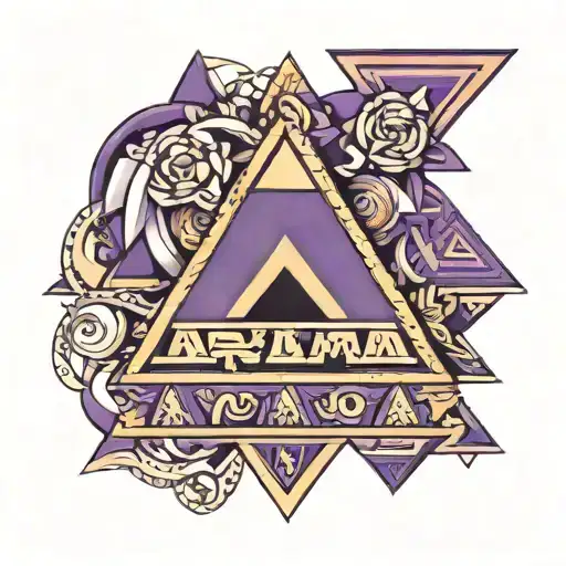 The letters MLM , representing a pyramid scheme incorporates purple shades  tattoo design idea