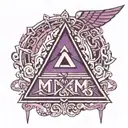 The letters MLM , representing a pyramid scheme incorporates purple shades  tattoo design idea