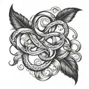 infinity symbol intertwined with feather  tattoo design idea