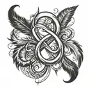 infinity symbol intertwined with feather  tattoo design idea
