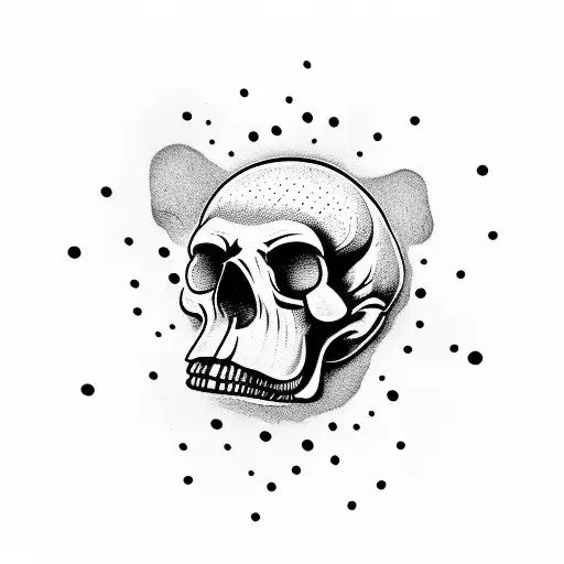 clown laughing while half his face is being melted showing a little bit of his skull tattoo design idea