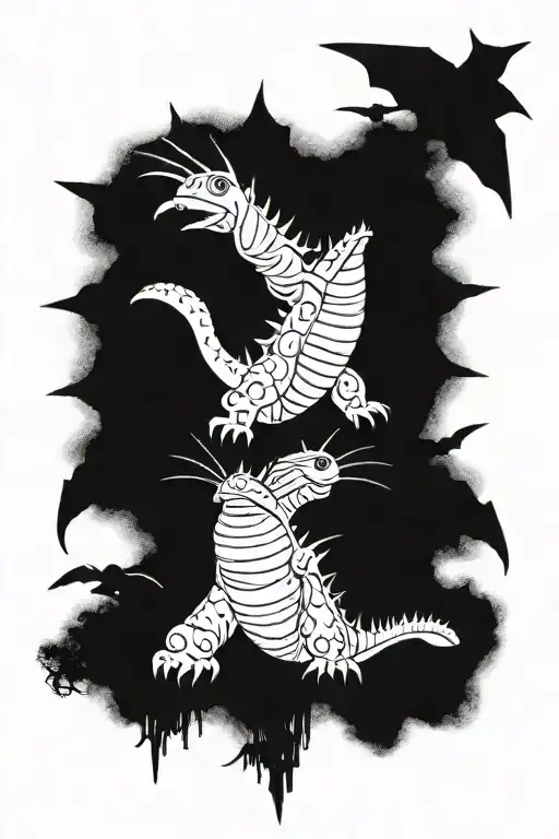 Mothra and Godzilla tattoo design idea