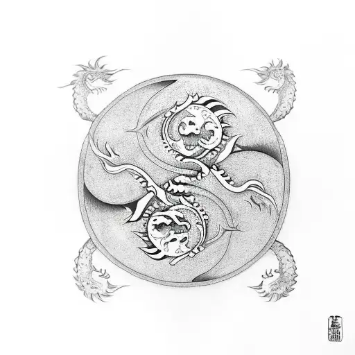 Dragon yin yang tattoo design idea