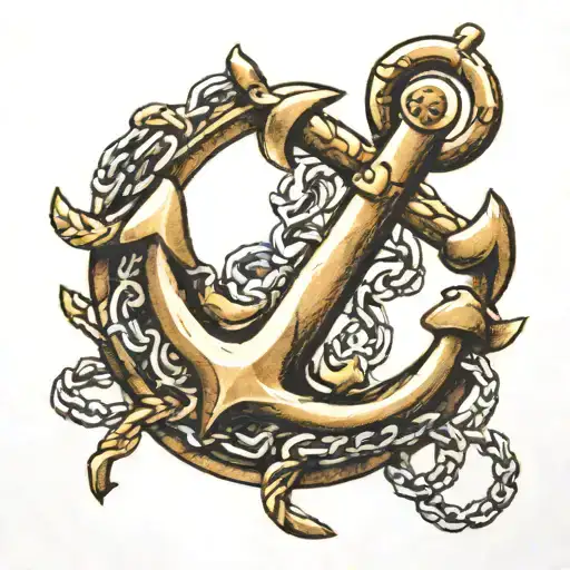 anchor with chain wrapped around  tattoo design idea