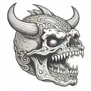 demon skull with open mouth tattoo design idea