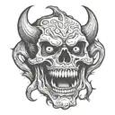 demon skull with open mouth tattoo design idea