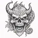 demon skull with open mouth tattoo design idea
